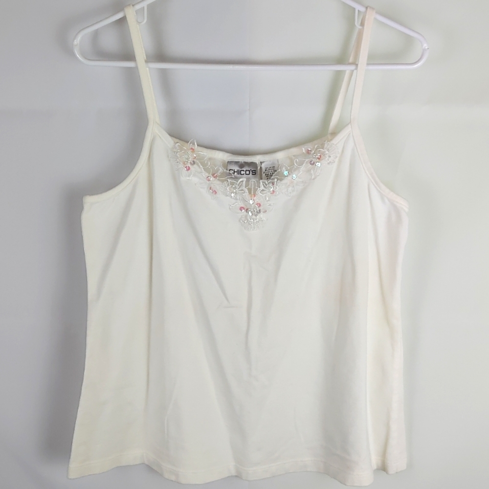 Chico's Floral Tank Top Womens 3 Preppy Rave Party Casual Soft Girl Coquette